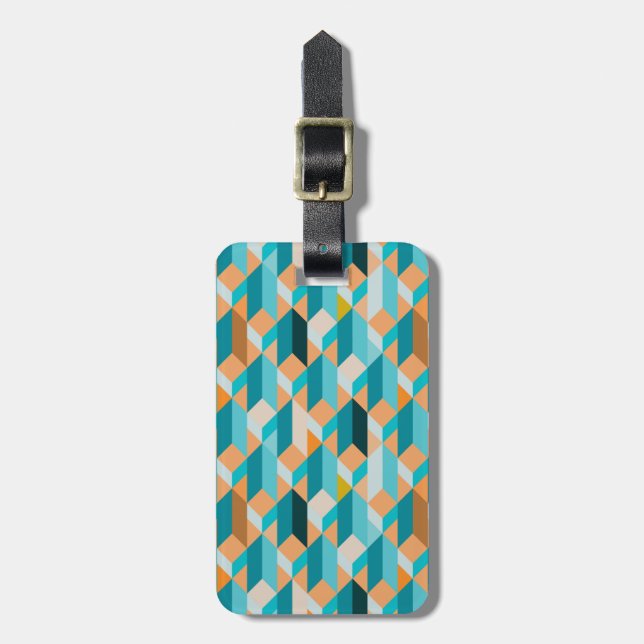 Teal And Orange Shapes Pattern Luggage Tag (Front Vertical)