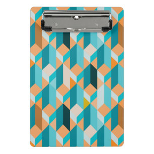 Teal And Orange Shapes Pattern Mini Clipboard