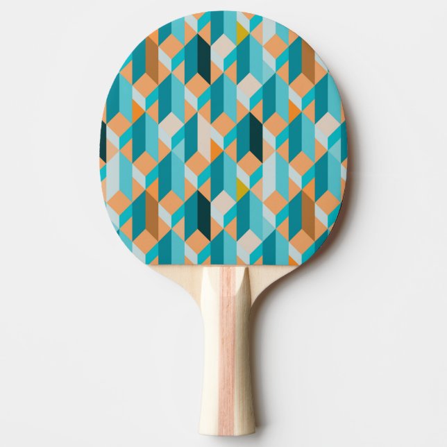 Teal And Orange Shapes Pattern Ping Pong Paddle (Front)