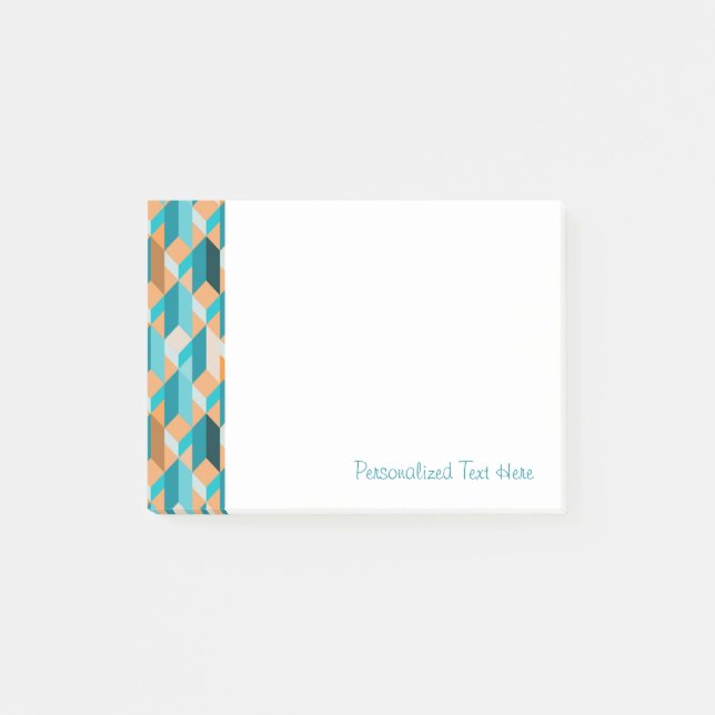 Teal And Orange Shapes Pattern Post-it Notes (Front)
