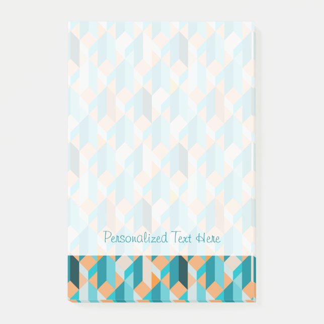 Teal And Orange Shapes Pattern Post-it Notes (Front)