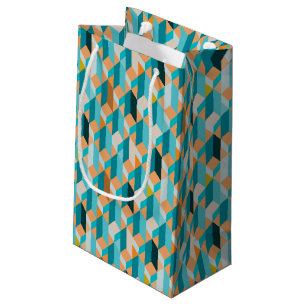 Teal And Orange Shapes Pattern Small Gift Bag