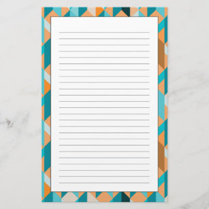 Teal And Orange Shapes Pattern Stationery