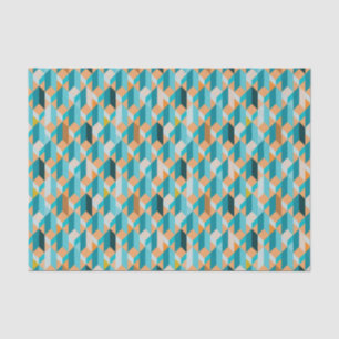 Teal And Orange Shapes Pattern Tissue Paper
