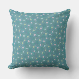 Teal and Pastel Polkadots Cushion