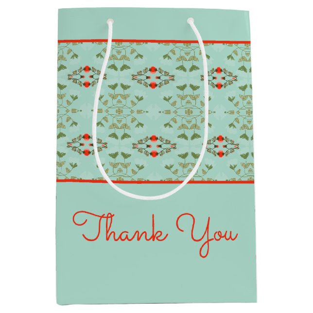 Teal And Patterned With Green Medium Gift Bag (Front)