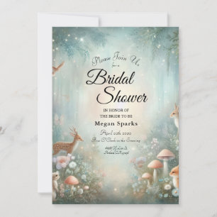 Teal and Peach Enchanted Forest Bridal Shower Invitation