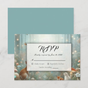 Teal and Peach Enchanted Forest Wedding RSVP Card