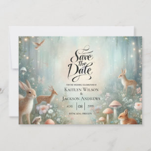 Teal and Peach Enchanted Forest Wedding Save The Date