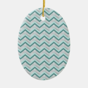 Teal and Pearls ZigZag Ceramic Tree Decoration