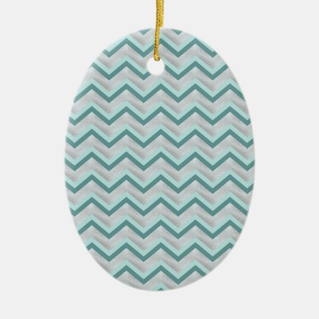 Teal and Pearls ZigZag Ceramic Tree Decoration (Front)