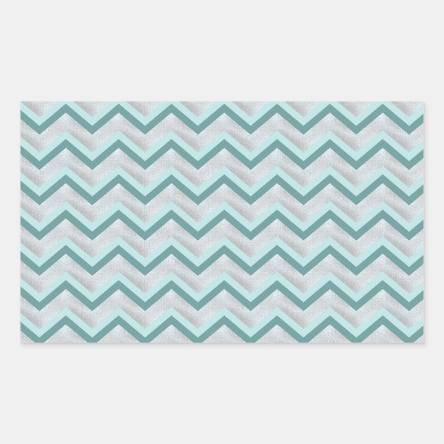 Teal and Pearls ZigZag Rectangular Sticker (Front)