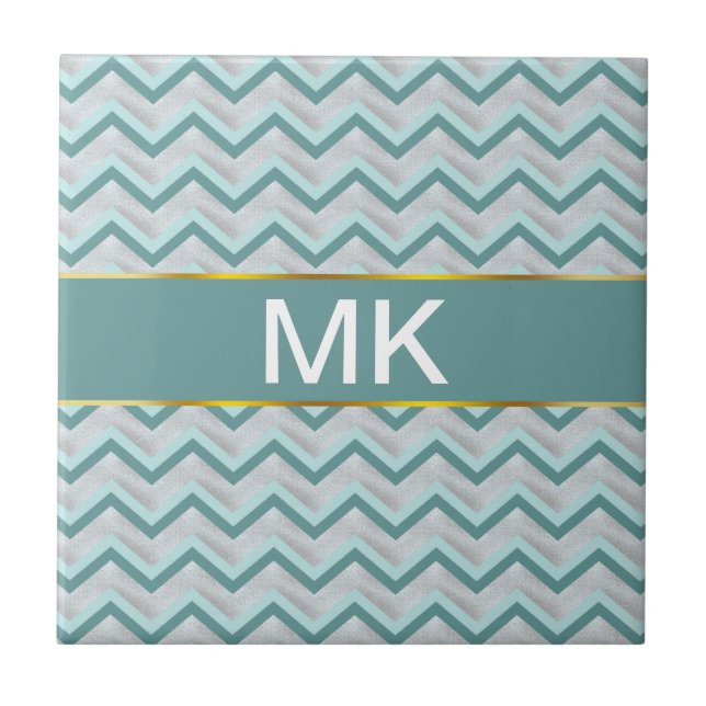 Teal and Pearls ZigZag Tile (Front)