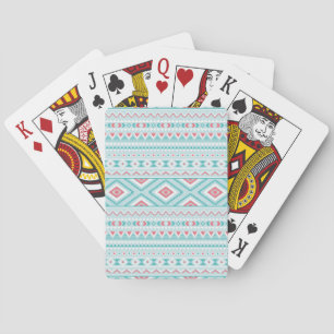 Teal and Pink Aztec Tribal Pattern Playing Cards