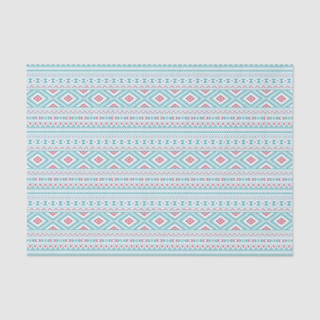 Teal and Pink Aztec Tribal Pattern Tissue Paper (Front)