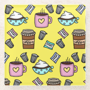Teal and pink cute coffee coaster