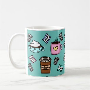 Teal and pink cute coffee coffee mug