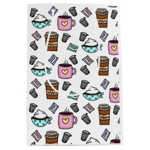 Teal and pink cute coffee coffee mugs  medium gift bag