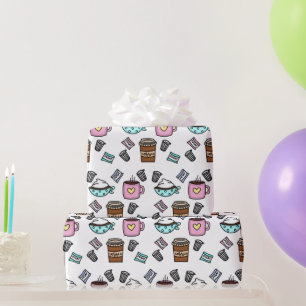 Teal and pink cute coffee coffee mugs wrapping paper