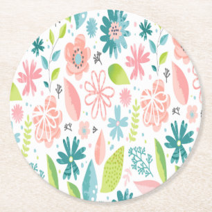 Teal and Pink Floral Coaster