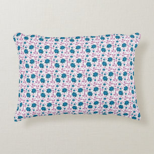 Teal and Pink Floral Pattern Modern Botanical Decorative Cushion