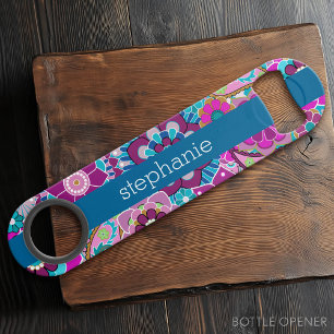 Teal and Pink Floral Pattern with Custom Baby Name