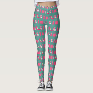 Teal and pink girly things design leggings