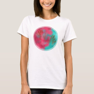 Teal and Pink Holi Hai Powder and Hands T-Shirt