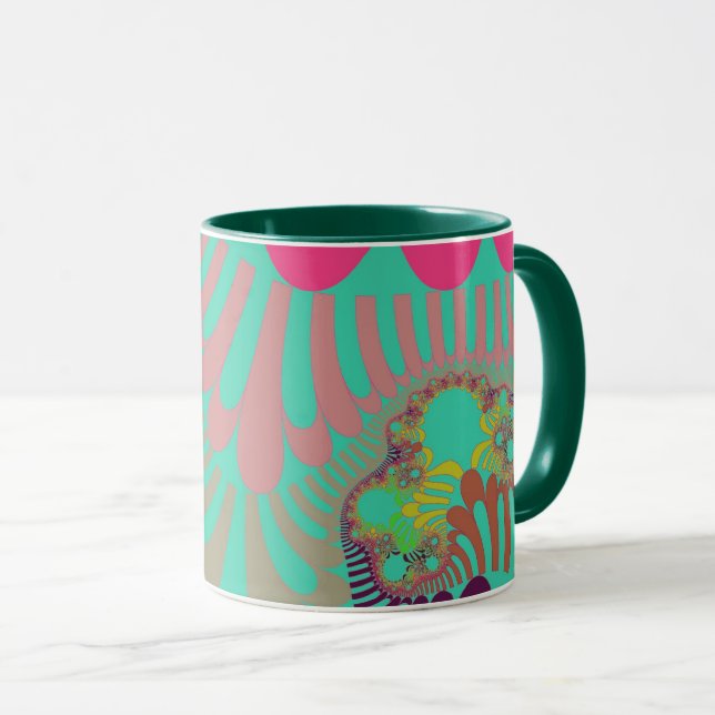 Teal and Pink Mod Mug (Front Right)