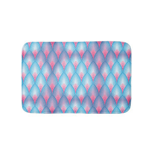 Teal And Pink Petal Pattern Bath Mat