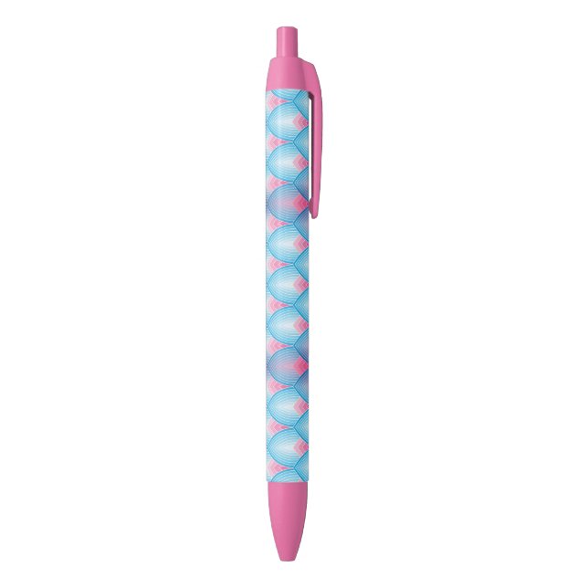 Teal And Pink Petal Pattern Black Ink Pen (Bottom (Vertical))