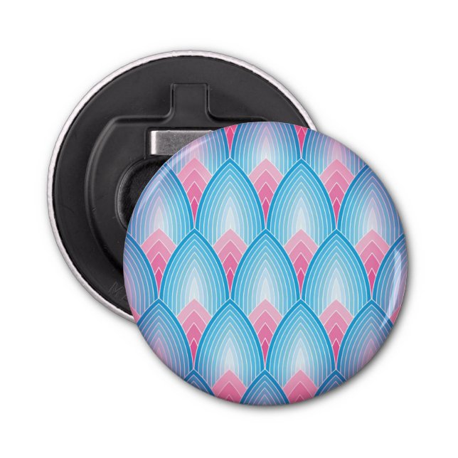 Teal And Pink Petal Pattern Bottle Opener (Front)