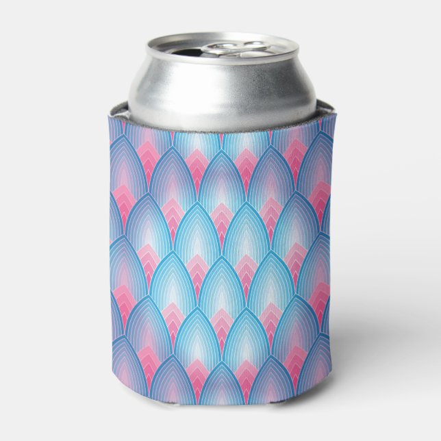 Teal And Pink Petal Pattern Can Cooler (Can Front)