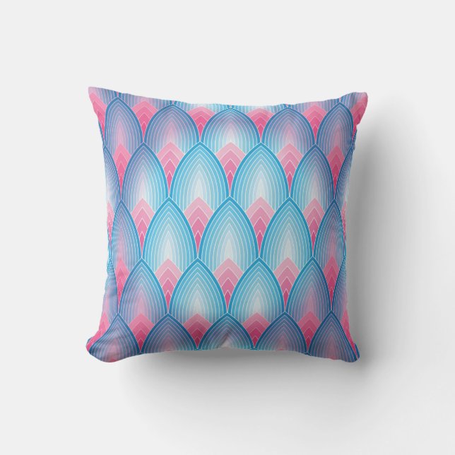 Teal And Pink Petal Pattern Cushion (Front)