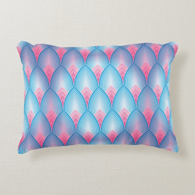 Teal And Pink Petal Pattern Decorative Cushion (Front)