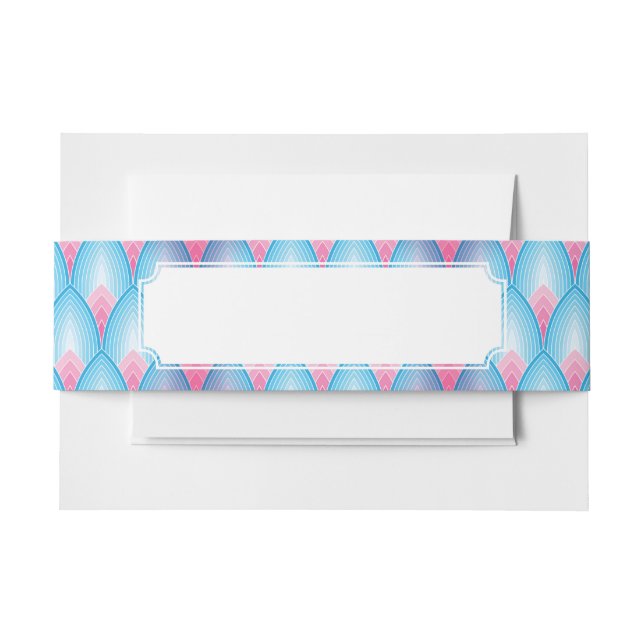 Teal And Pink Petal Pattern Invitation Belly Band (Front Example)