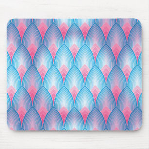 Teal And Pink Petal Pattern Mouse Mat