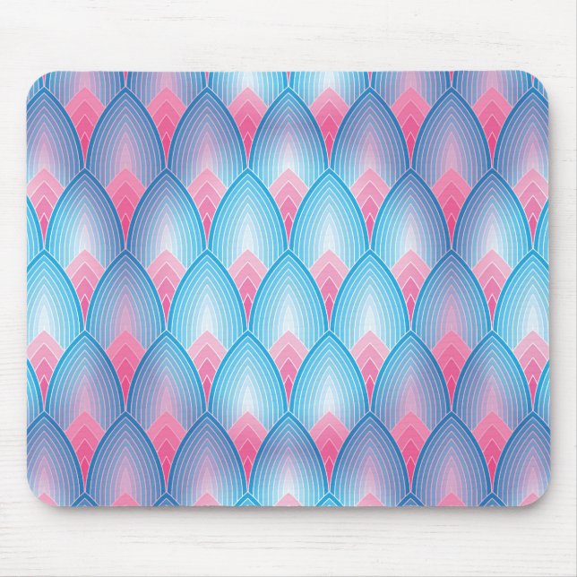 Teal And Pink Petal Pattern Mouse Mat (Front)