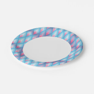 Teal And Pink Petal Pattern Paper Plate