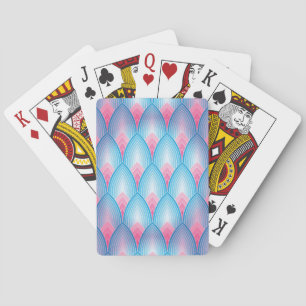 Teal And Pink Petal Pattern Playing Cards