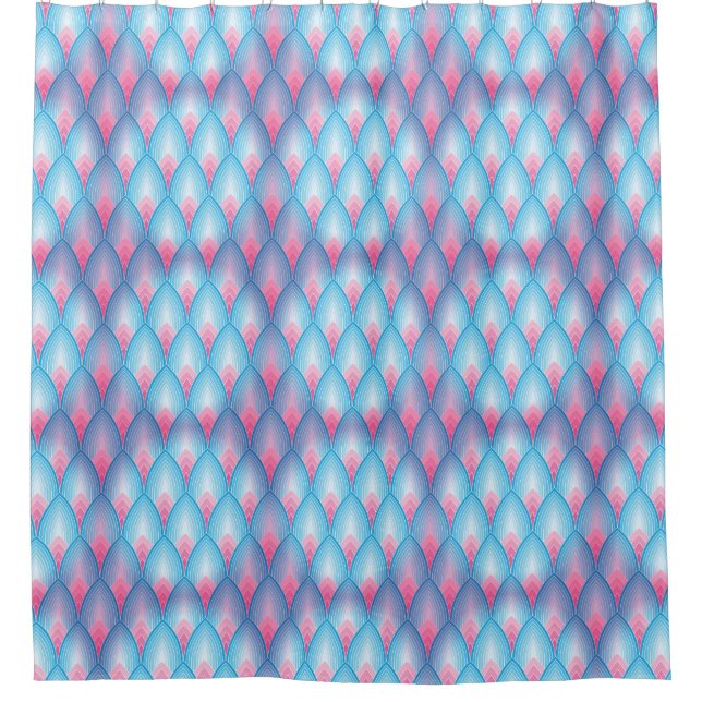 Teal And Pink Petal Pattern Shower Curtain (Front)
