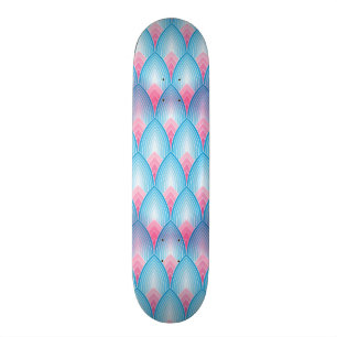 Teal And Pink Petal Pattern Skateboard