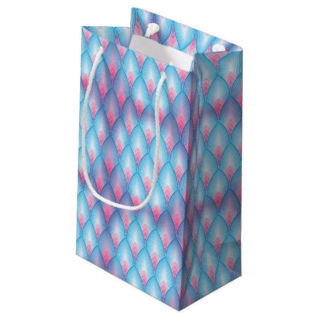 Teal And Pink Petal Pattern Small Gift Bag (Back Angled)