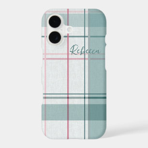 Teal and Pink Striped Plaid