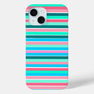 Teal and Pink Stripes iPhone 15 Case