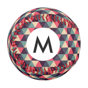 Teal And Pink Triangle Pattern Baseball