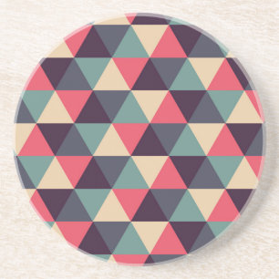 Teal And Pink Triangle Pattern Coaster