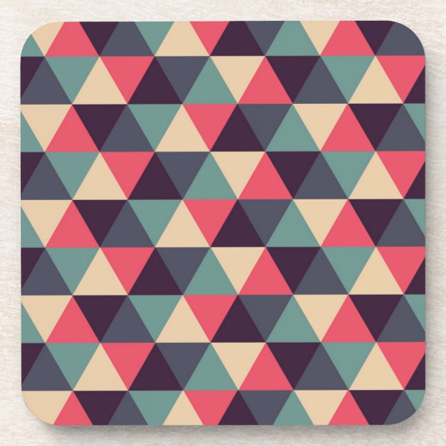 Teal And Pink Triangle Pattern Coaster (Front)