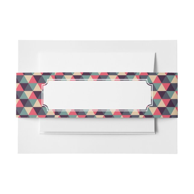 Teal And Pink Triangle Pattern Invitation Belly Band (Front Example)