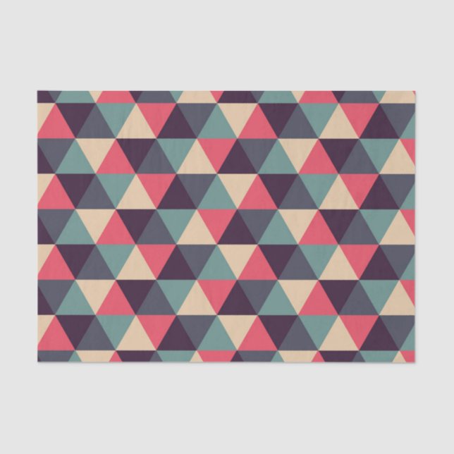 Teal And Pink Triangle Pattern Tissue Paper (Front)